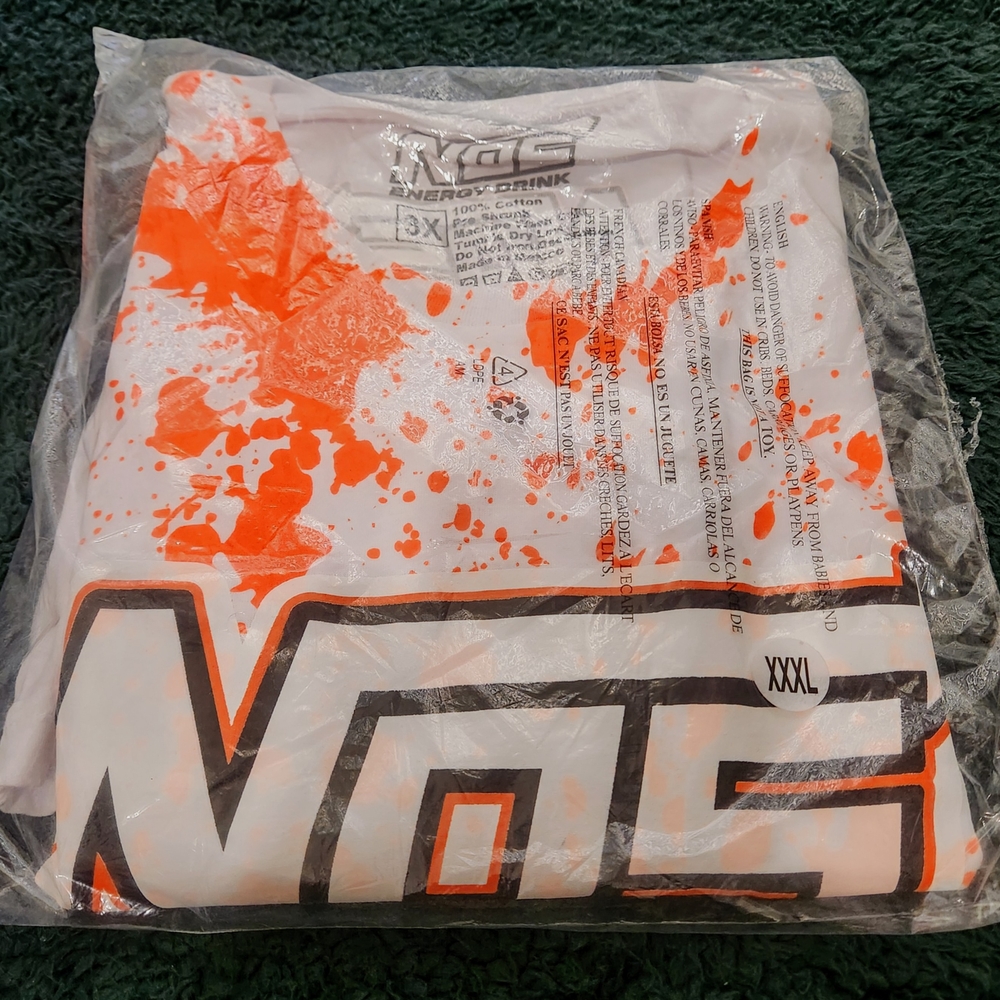 Men's White and Orange Tee